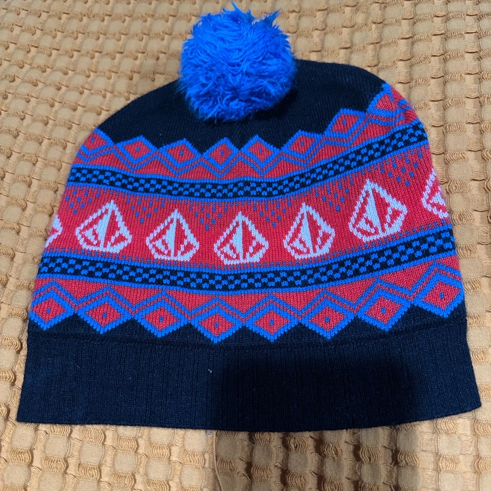 Volcom Black and Blue Patterned Beanie